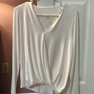 A New Day white drape front blouse